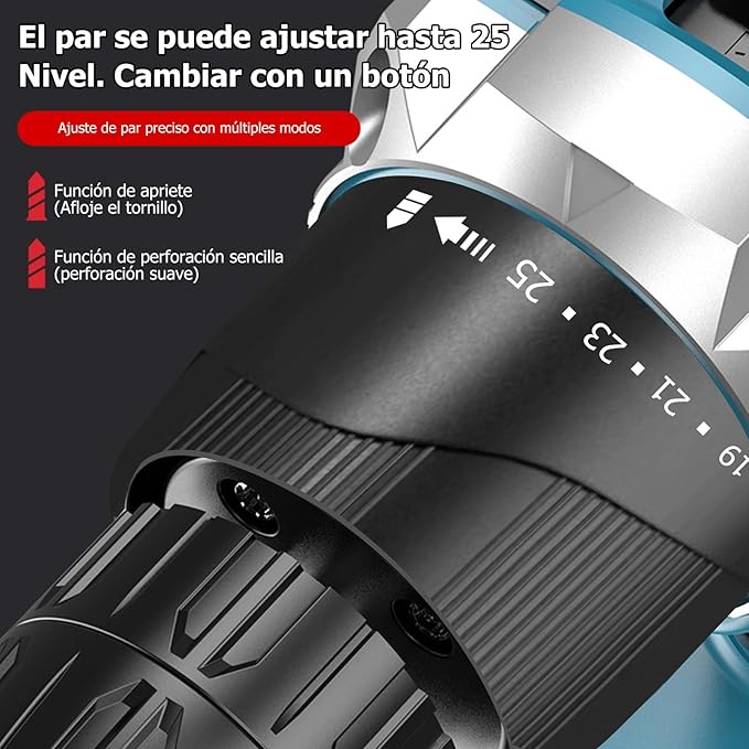 Taladro de 96V + Regalo Kit Herramientas 42 piezas