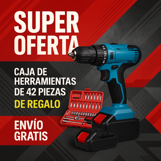 Taladro de 96V + Regalo Kit Herramientas 42 piezas