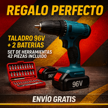 Taladro de 96V + Regalo Kit Herramientas 42 piezas